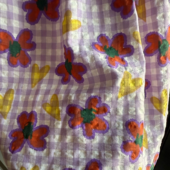 NWT Floral Heart Print Short Sleeve Puff Ruffle Top Size Medium - Picture 6 of 11